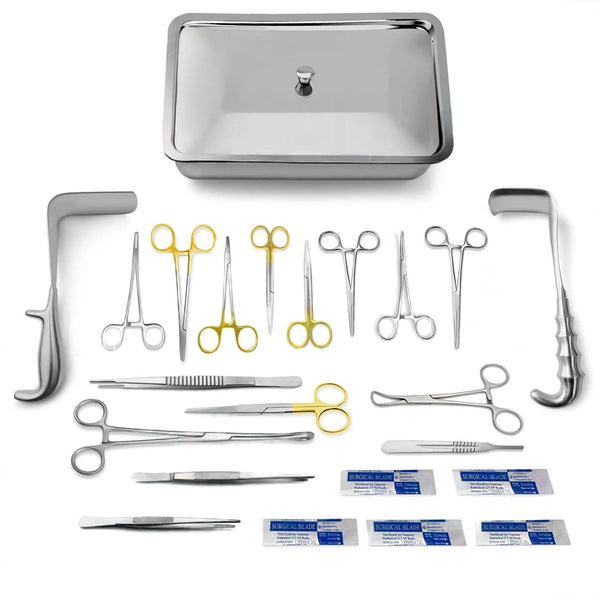 23 Pcs Cesarean Section (C-Section) Surgical Instrument Kit with Sterilization Box