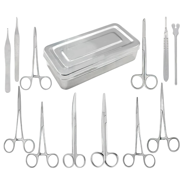 13 Pcs Basic Minor Surgery Instrument Set with Sterilization Box
